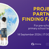 Ein Bild von drei kleinen Kindern, die mit den Händen Farbe auf einem Kreis verteilen. Der Hintergrund ist lila. Daneben steht "Partner Finding Fair" 