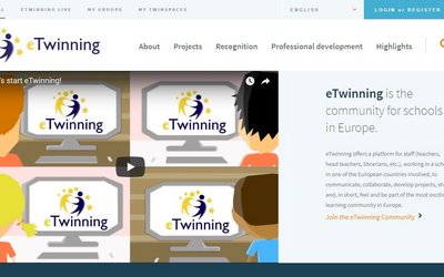 Ein Screenshot der Startseite von www.etwinning.net